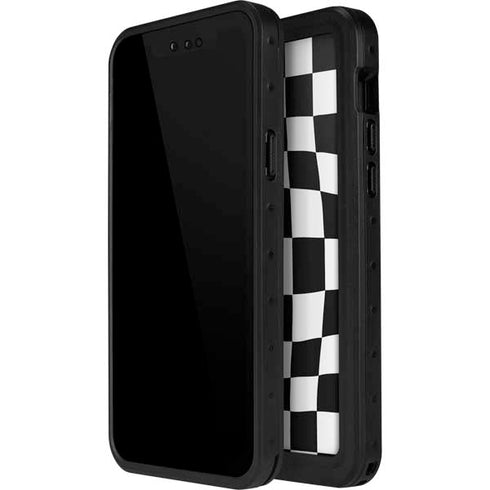 Black and White Zoomed Checkerboard iPhone 13 Mini Waterproof Case