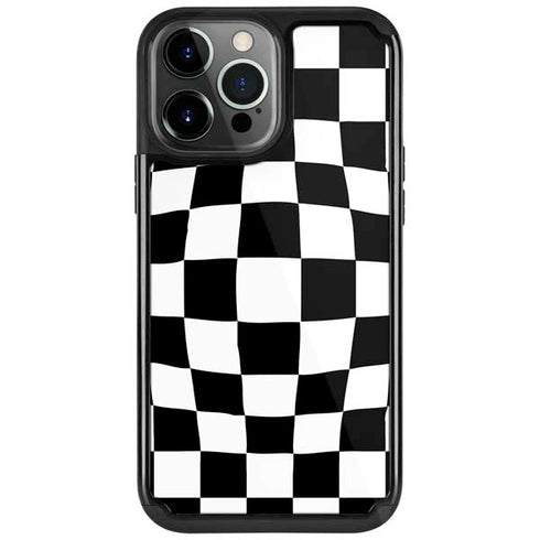 Black and White Zoomed Checkerboard iPhone 13 Pro Cargo Case