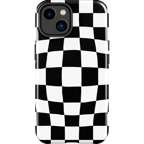Black and White Zoomed Checkerboard iPhone 14 Plus Impact Case