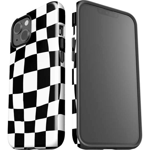 Black and White Zoomed Checkerboard iPhone 15 Plus Impact Case