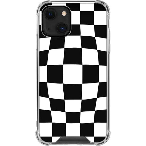 Black and White Zoomed Checkerboard iPhone 14 Plus Clear Case