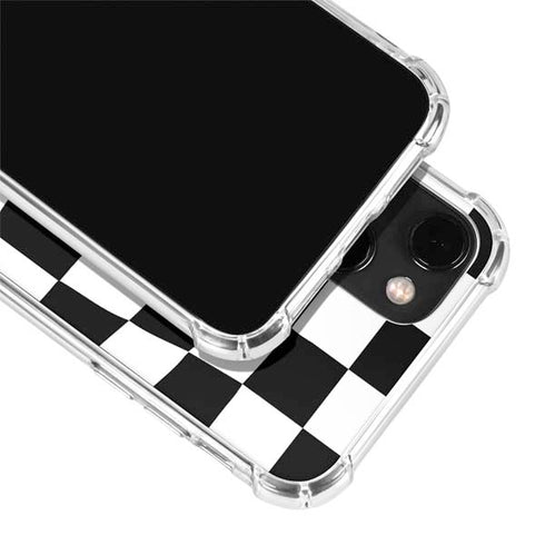 Black and White Zoomed Checkerboard iPhone 14 Plus Clear Case