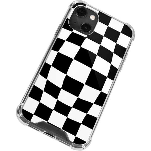 Black and White Zoomed Checkerboard iPhone 14 Plus Clear Case