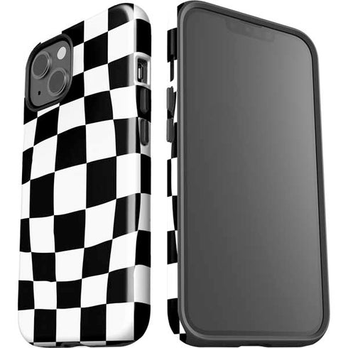 Black and White Zoomed Checkerboard iPhone 15 Impact Case