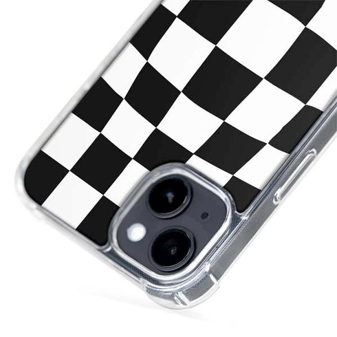 Black and White Zoomed Checkerboard iPhone 15 Plus MagSafe Case
