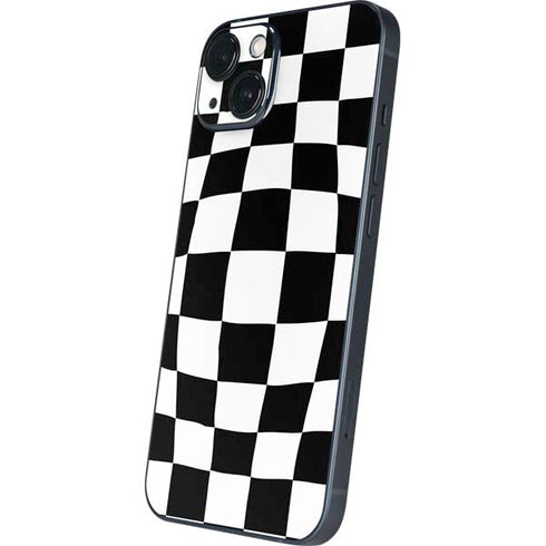 Black and White Zoomed Checkerboard iPhone 14 Plus Skin