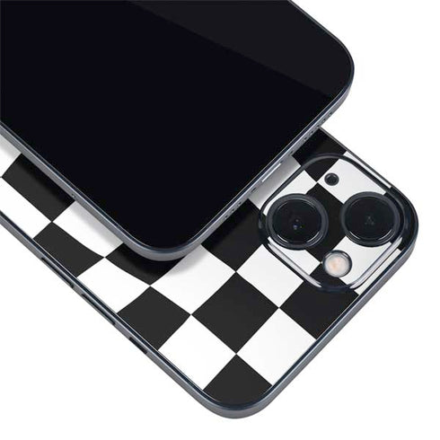 Black and White Zoomed Checkerboard iPhone 14 Plus Skin