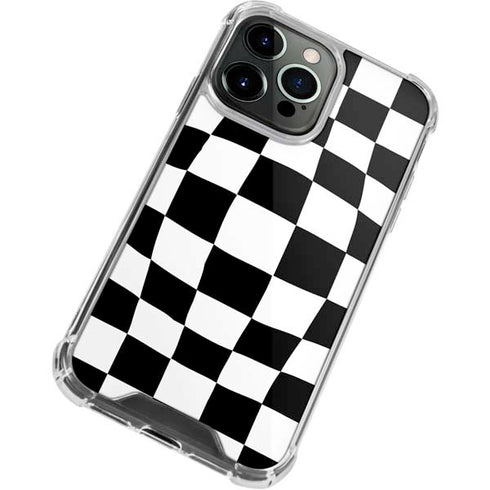 Black and White Zoomed Checkerboard iPhone 15 Pro Clear Case