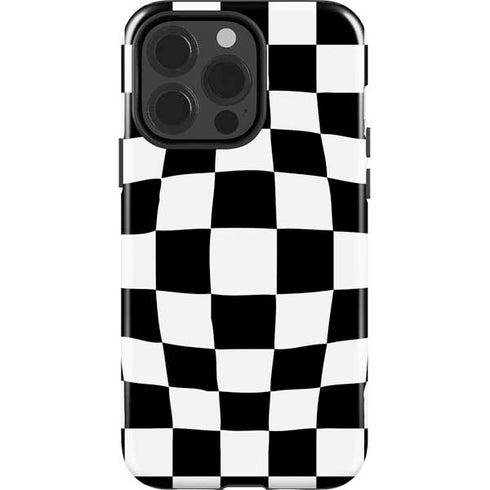 Black and White Zoomed Checkerboard iPhone 15 Pro Impact Case