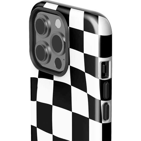 Black and White Zoomed Checkerboard iPhone 14 Pro Impact Case