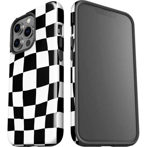 Black and White Zoomed Checkerboard iPhone 15 Pro Impact Case