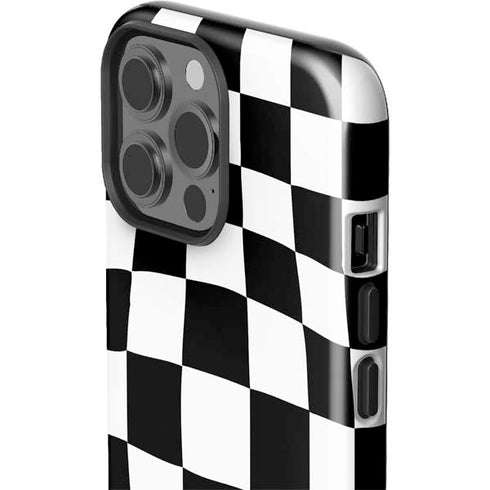 Black and White Zoomed Checkerboard iPhone 15 Pro Max Impact Case