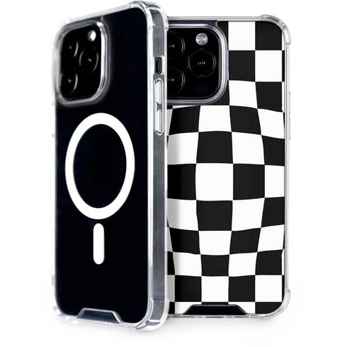 Black and White Zoomed Checkerboard iPhone 14 Pro Max MagSafe Case