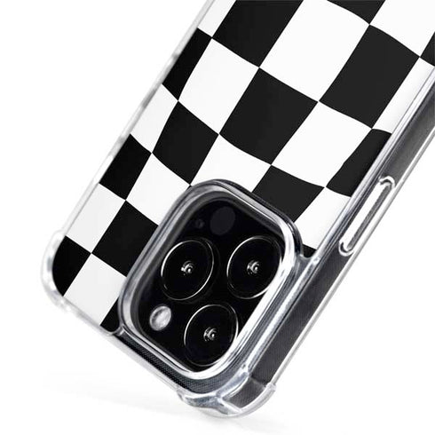 Black and White Zoomed Checkerboard iPhone 15 Pro Max MagSafe Case