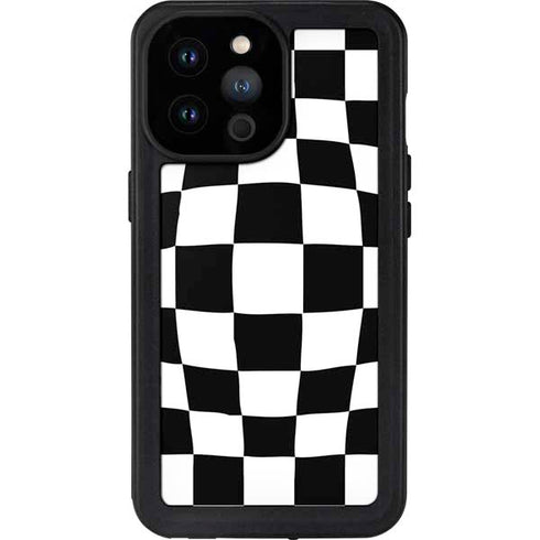 Black and White Zoomed Checkerboard iPhone 14 Pro Max Waterproof Case