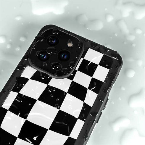 Black and White Zoomed Checkerboard iPhone 14 Pro Max Waterproof Case