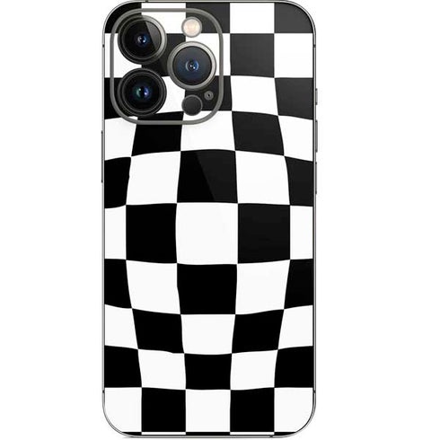 Black and White Zoomed Checkerboard iPhone 15 Pro Skin
