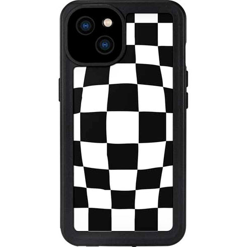 Black and White Zoomed Checkerboard iPhone 15 Plus Waterproof Case