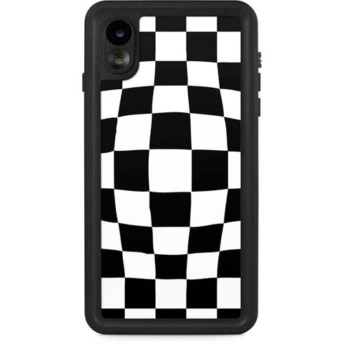 Black and White Zoomed Checkerboard iPhone XR Waterproof Case