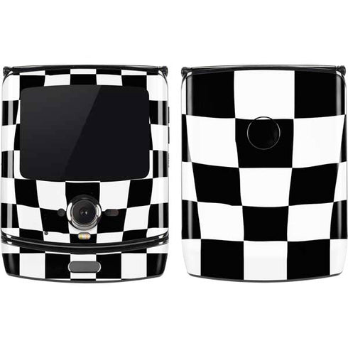 Black and White Zoomed Checkerboard Motorola RAZR Skin