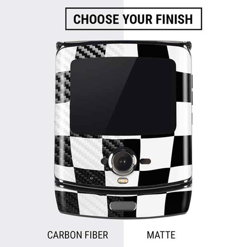 Black and White Zoomed Checkerboard Motorola RAZR Skin