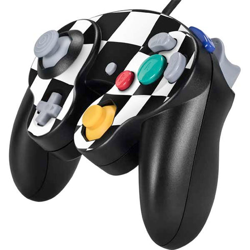 Black and White Zoomed Checkerboard Nintendo GameCube Controller Skin