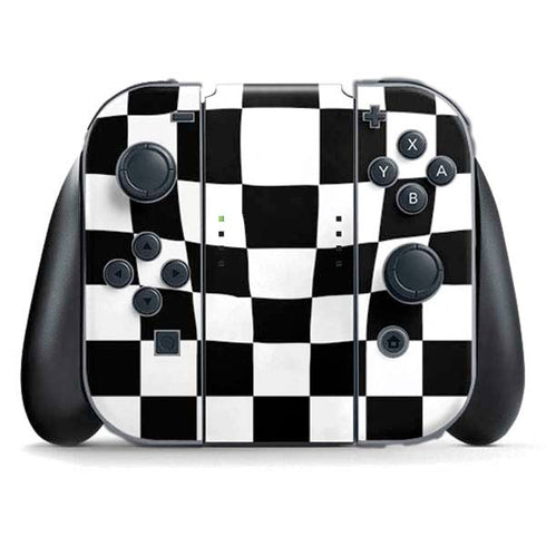 Black and White Zoomed Checkerboard Nintendo Switch (2017-2021) Joy-Con Controller Skin