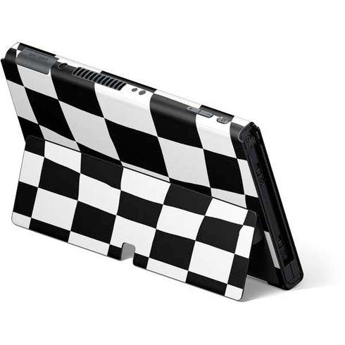 Black and White Zoomed Checkerboard Nintendo Switch OLED (2021) Skin