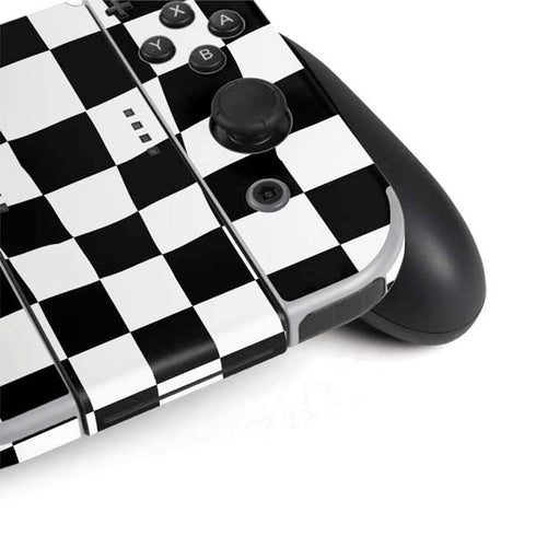 Black and White Zoomed Checkerboard Nintendo Switch OLED (2021) Skin