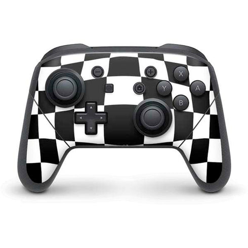 Black and White Zoomed Checkerboard Nintendo Switch Pro Controller Skin