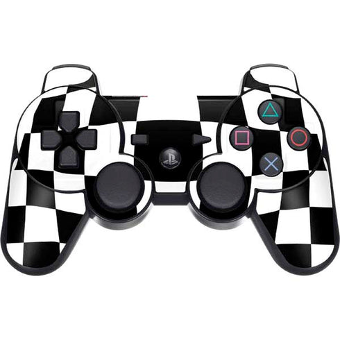 Black and White Zoomed Checkerboard PS3 Dual Shock wireless controller Skin