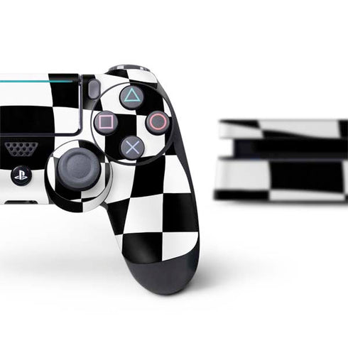 Black and White Zoomed Checkerboard PS4 Slim Bundle Skin