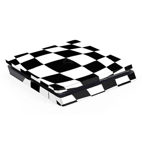Black and White Zoomed Checkerboard PS4 Slim Skin
