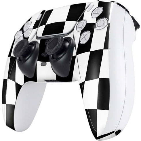 Black and White Zoomed Checkerboard PS5 Controller Skin