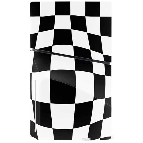 Black and White Zoomed Checkerboard PS5 Slim Disk Bundle Skin
