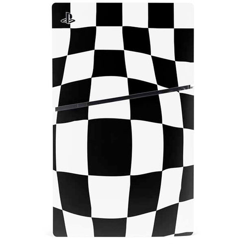 Black and White Zoomed Checkerboard PS5 Slim Disk Console Skin