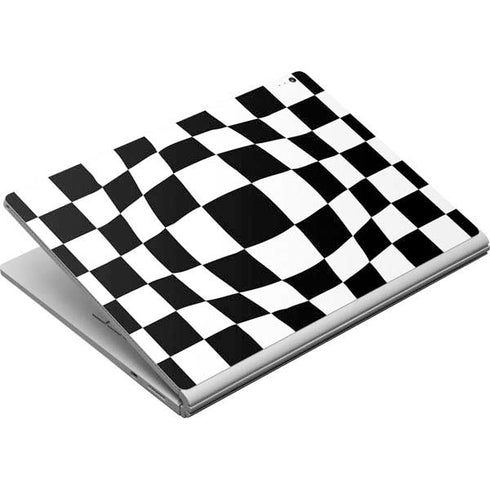 Black and White Zoomed Checkerboard Surface Book Skin