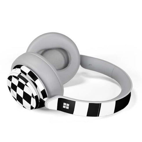 Black and White Zoomed Checkerboard Surface Headphones Skin