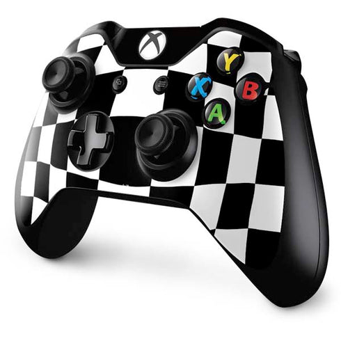 Black and White Zoomed Checkerboard Xbox One Controller Skin
