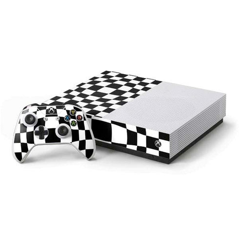 Black and White Zoomed Checkerboard Xbox One S All-Digital Edition Bundle Skin