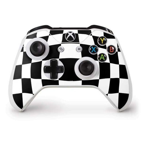 Black and White Zoomed Checkerboard Xbox One S Controller Skin
