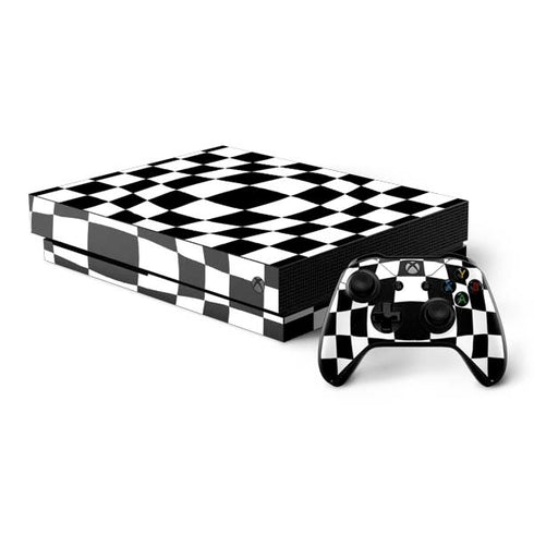 Black and White Zoomed Checkerboard Xbox One X Bundle Skin