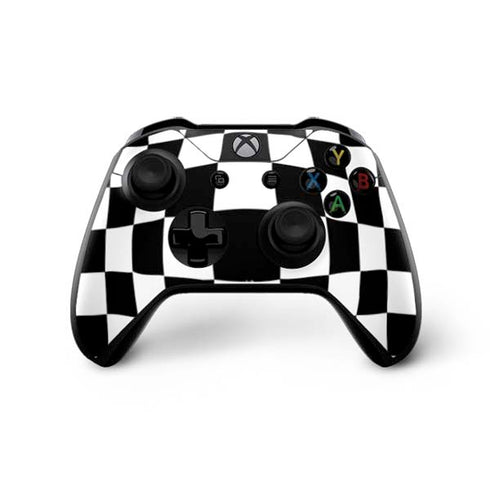 Black and White Zoomed Checkerboard Xbox One X Controller Skin
