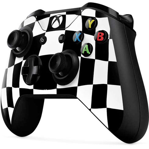 Black and White Zoomed Checkerboard Xbox One X Controller Skin
