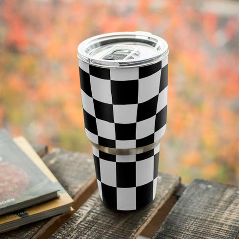 Black and White Zoomed Checkerboard Yeti 30oz Rambler Tumbler Skin