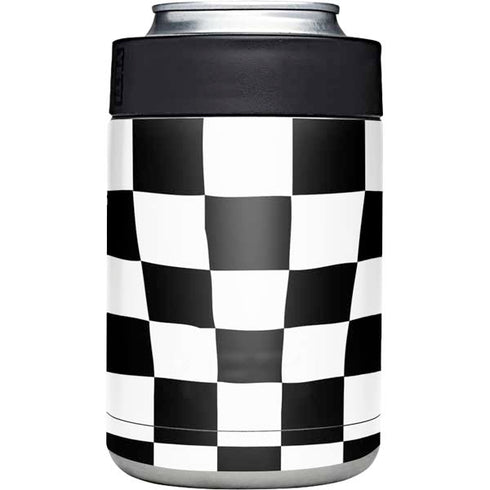 Black and White Zoomed Checkerboard Yeti Colster Can Insulator Skin