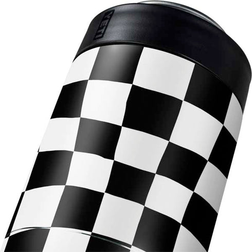 Black and White Zoomed Checkerboard Yeti Colster Can Insulator Skin