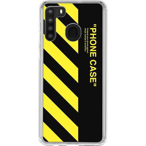 Black and Yellow Stripes Galaxy A21 Clear Case