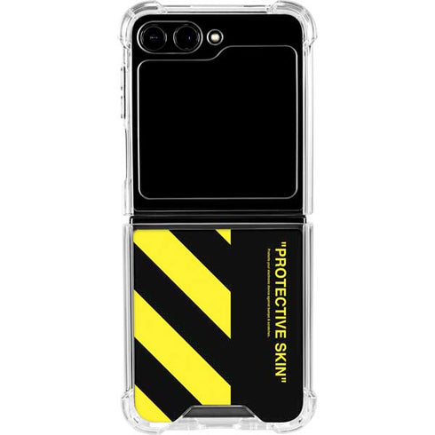 Black and Yellow Stripes Galaxy Z Flip5 5G Clear Case