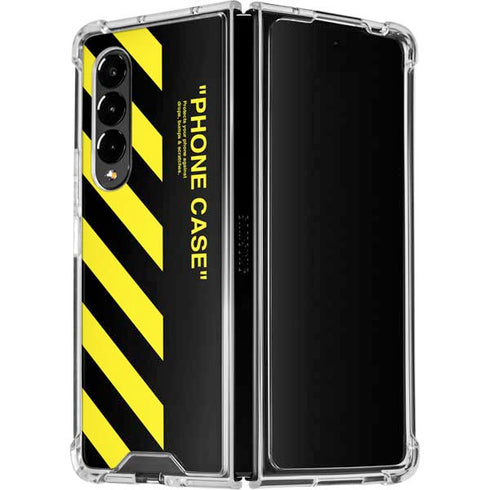 Black and Yellow Stripes Galaxy Z Fold4 5G Clear Case